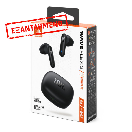 Wireless Hands Free JBL Wave Flex 2 Earbud TWS με Pure Bass ANC έως 40 Ώρες Λειτουργίας BT v5.3 IP54 και Fast Charge Θήκη Μαύρο