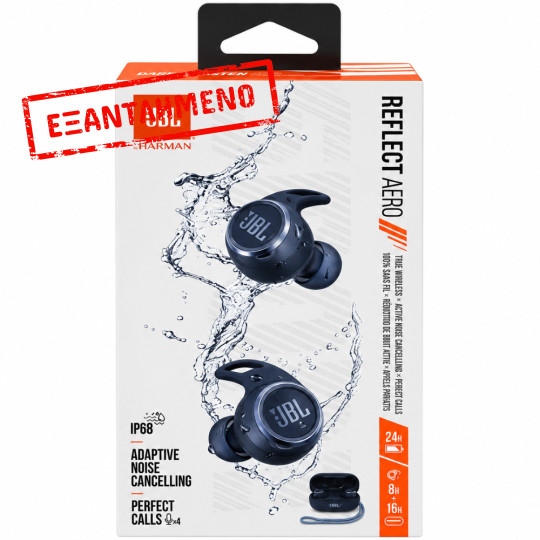 Bluetooth Hands Free JBL Reflect Aero In-ear με Hybrid ANC 16 ώρες Λειτουργία ΒΤ 5.2 IP68 και Θήκη Φόρτισης Μπλε
