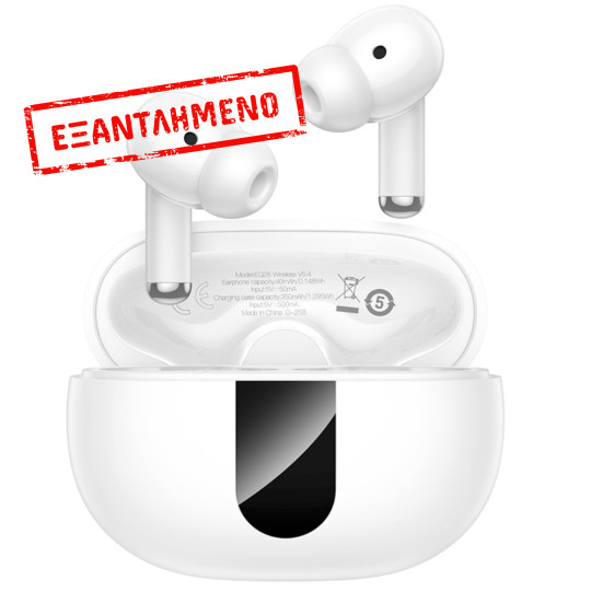 Wireless Hands Free Hoco EQ27 Fun ANC+ENC v5.4 300mAh 7 Ώρες Λειτουργίας Εναλλαγή Master / Slave Συμβατά με Siri Λευκά