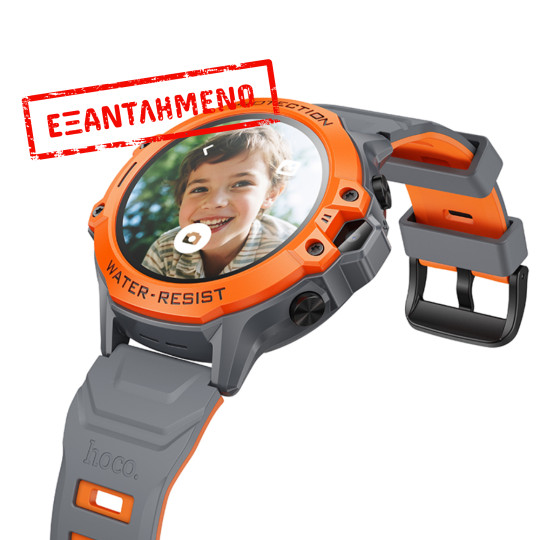Kids Smartwatch Hoco Y107 4G 700mAh 1.28” LCD GPS Κάμερα με Δυνατότητα Κλήσεων και Μηνυμάτων IP54 Πορτοκαλί