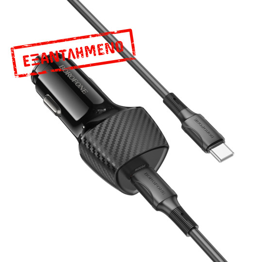 Φορτιστής Αυτοκινήτου Borofone BZ31B Solid USB-C PD30W με Καλώδιο USB-C σε USB-C 1m Μαύρος
