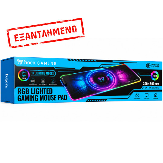 Mousepad Hoco GM864 Gaming XL με RGB Φωτισμό και Αντιολισθητική Επιφάνεια 800x300mm