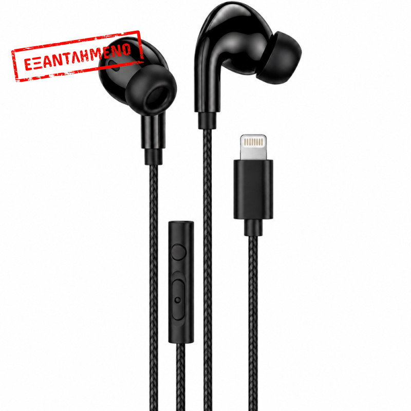 Hands Free Hoco. DM48 Rock Stereo Lightning με Μικρόφωνο 1.2m Μαύρα