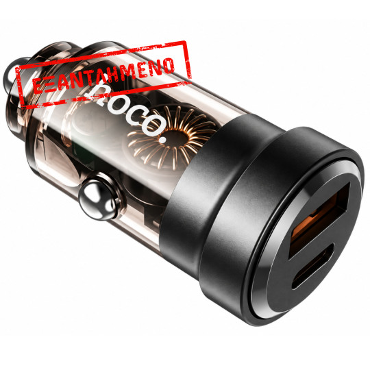 Φορτιστής Αυτοκινήτου Hoco. DZ15 Contact PD45W QC 1xUSB-A 1xUSB-C Διάφανος Φιμέ