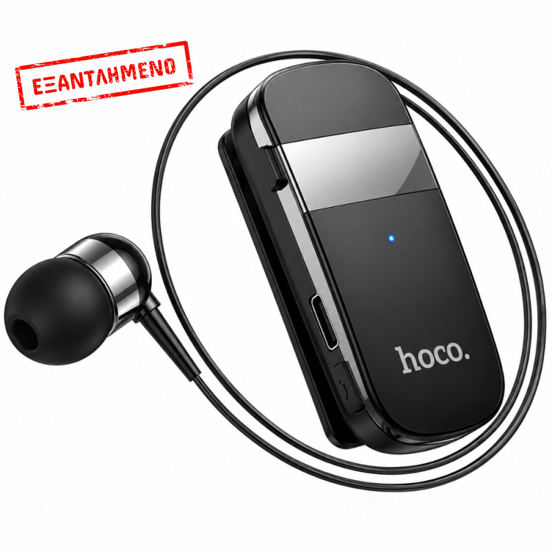 Bluetooth Hands Free Hoco. DES54 String v5.4 70mAh 10hr Talk Time Μήκος Καλωδίου 30cm Μαύρο