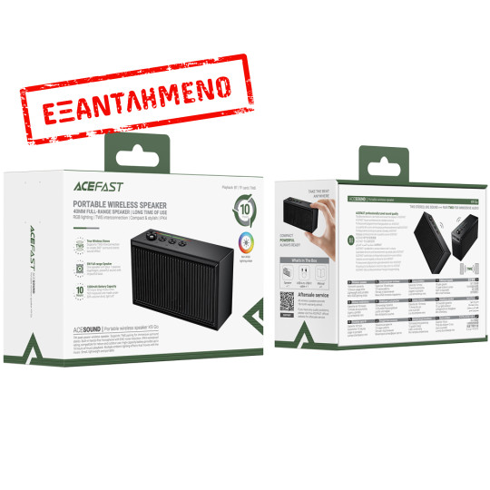 Φορητό Ηχείο Wireless Acefast K9 Go Mini v6.0 TWS 5W 1200mAh με Μικρόφωνο TF Card Playback και RGB Φωτισμό IPX4 Μαύρο
