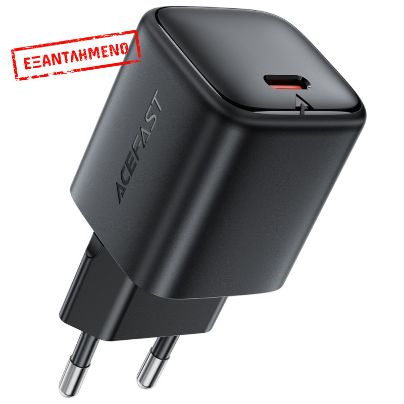 Φορτιστής Ταξιδίου Acefast A136 Mini Fast Charging 1xUSB-C PD40W QC3.0 GaN Μαύρος