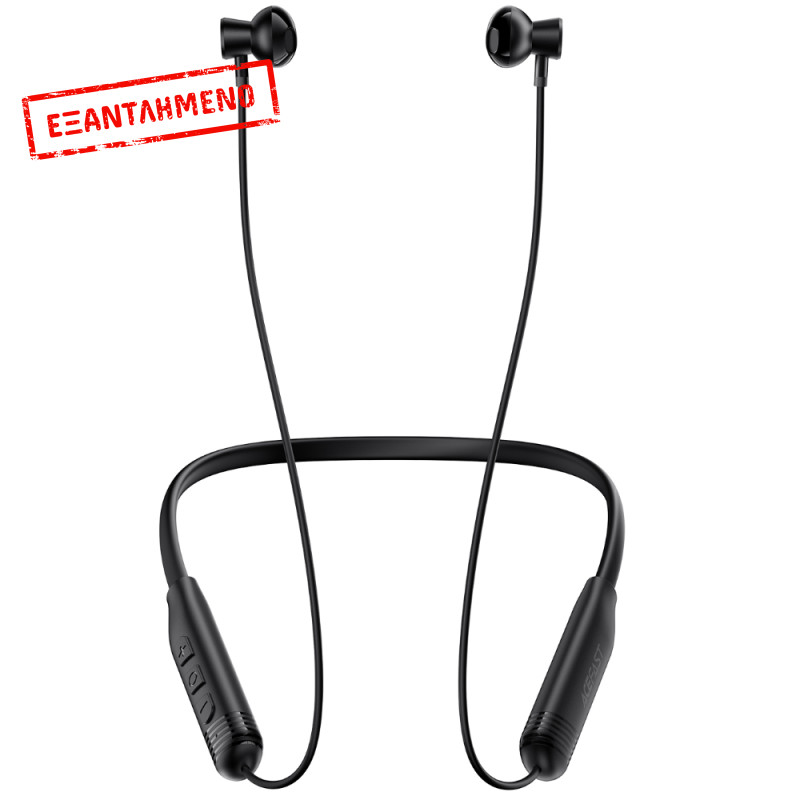 Bluetooth Hands Free Acefast N9 Neckband v6.0 200mAh 32Hrs Αναπαραγωγής IPX4 Μαύρα