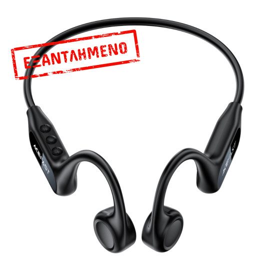 Bluetooth Hands Free Acefast N10 Neckband ENC v6.0 220mAh 12hrs Αναπαραγωγής IP68 με 8GB Μνήμη για Χρήση χωρίς Bluetooth Μαύρα