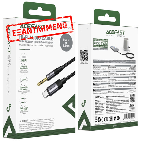 Καλώδιο Ήχου Acefast J11 USB-C σε 3.5mm Braided  Μαύρο 1m