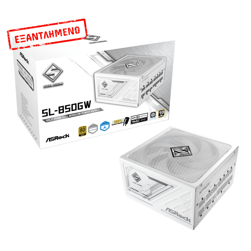 ASRock Steel Legend SL-850GW 850W Λευκό Τροφοδοτικό Υπολογιστή Full Modular 80 Plus Gold