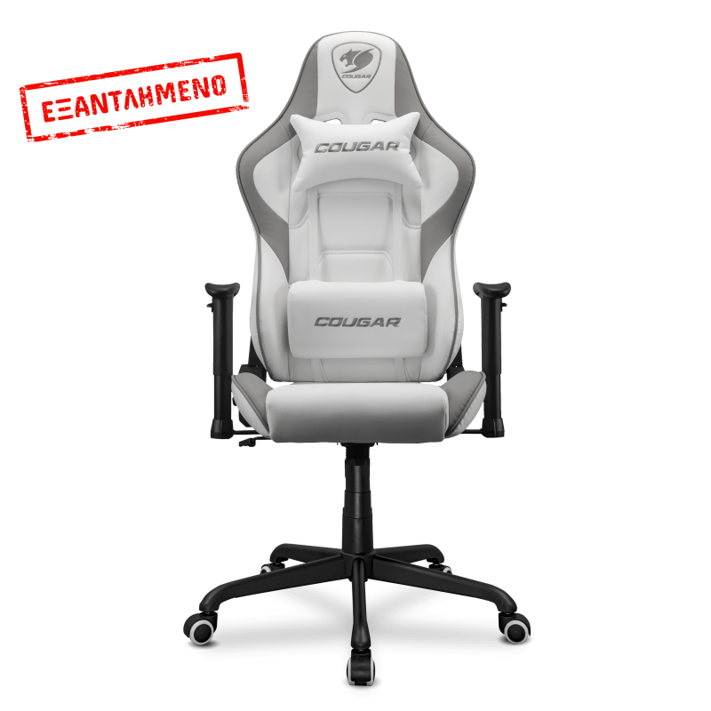Cougar Armor Elite Gaming Καρέκλα με 2D Μπράτσα και PVC Leather Λευκή