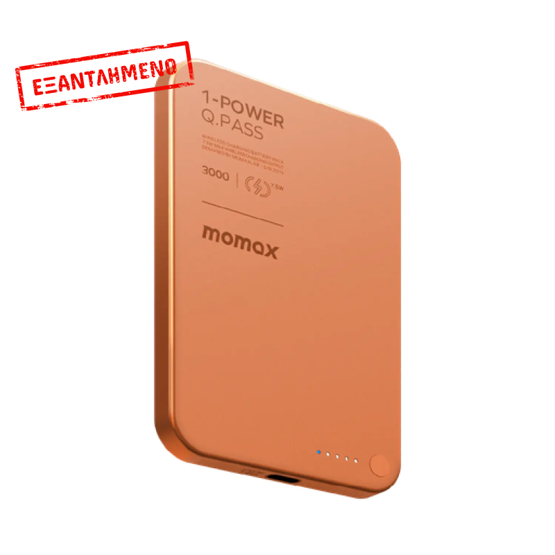 1-POWER Q.PASS 3000mAh Slim Magnetic Wireless Battery Pack (Orange)