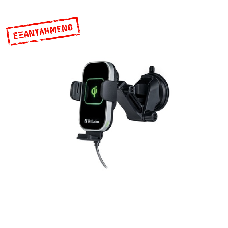Verbatim Βάση Κινητού Αυτοκινήτου FWC-03 Pro με Ρυθμιζόμενα Άγκιστρα και Ασύρματη Φόρτιση Γκρι