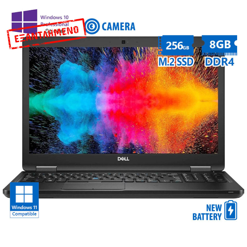 Dell (A-) Latitude 5590 i7-8650U/15.6``/8GB DDR4/256GB M.2 SSD/No ODD/Camera/New Battery/10P Grade A