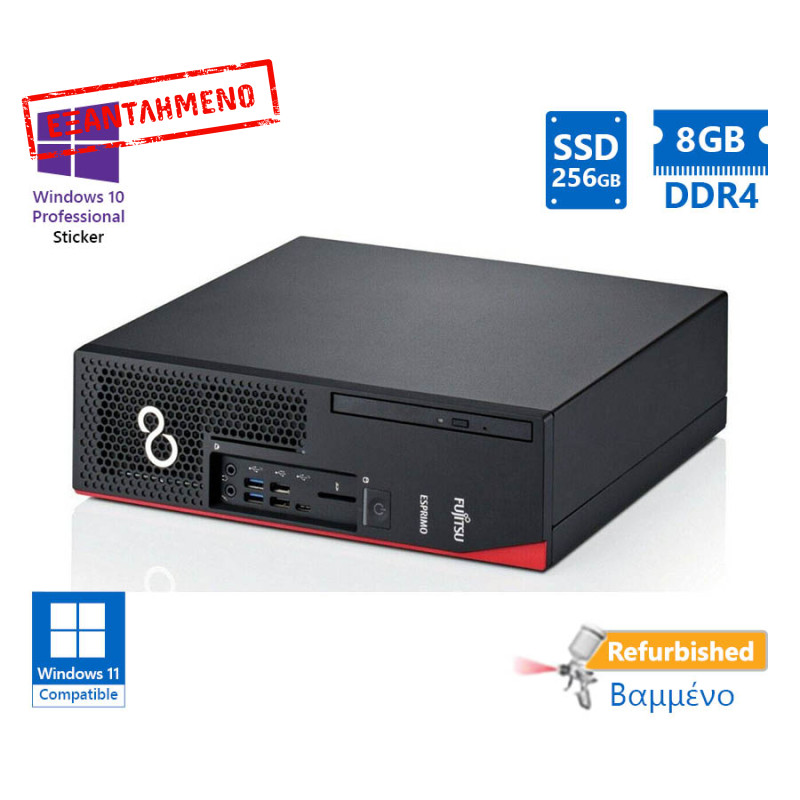 Fujitsu D738 SFF i3-9100/8GB DDR4/256GB SSD/DVD/10P Grade A+ Refurbished PC