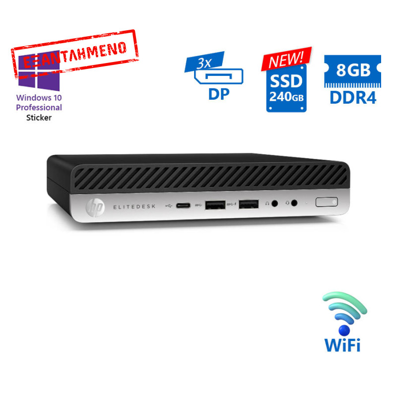 HP EliteDesk 705G4 DM WiFi AMD Ryzen 5 Pro 2400GE/8GB DDR4/240GB SSD New/No ODD/10P Grade A Refurbis