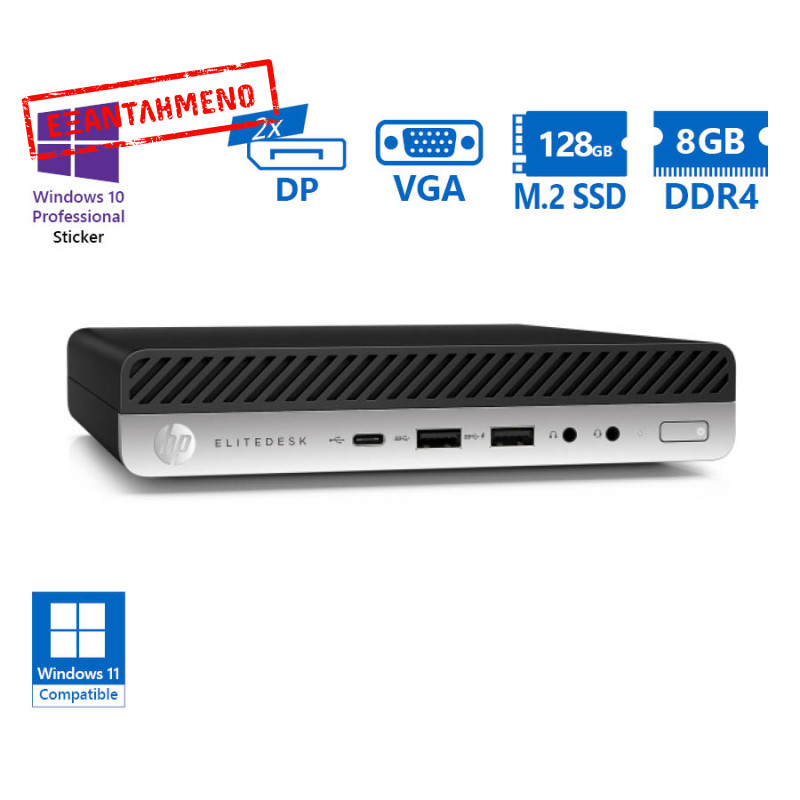 HP (A-) EliteDesk 800G5 DM i5-9500/8GB DDR4/128GB M.2 SSD/No ODD/10P Grade A- Refurbished PC