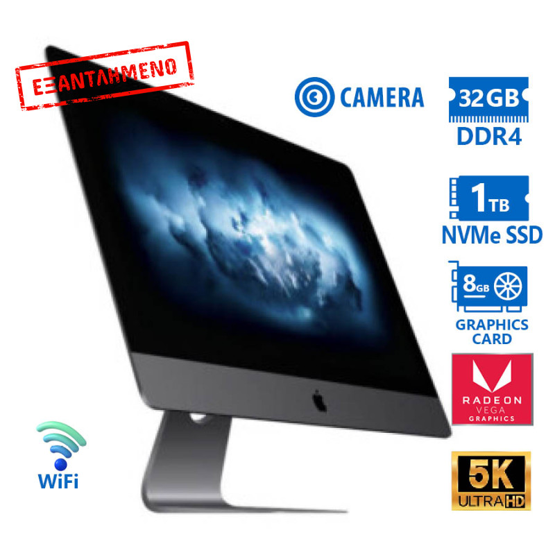 Apple (A-) iMacPro 1,1 A1862 WiFi w/Monitor 27``5K/Xeon W-2140B (8-Cores)/32GB DDR4/1TB NVMe SSD/Rad