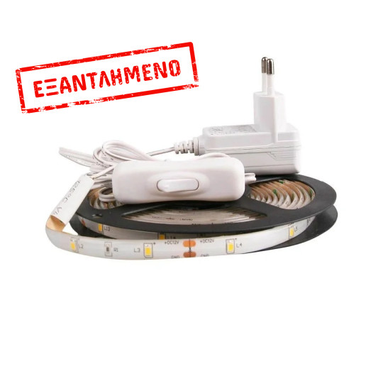 Ταινία LED 3M 12V/6W 4000K με τροφοδοτικό LEDSTND-2835-12308S202/3-WL Ταινία LED 3M 12V/6W 4000K με τροφοδοτικό LEDSTND-2835-12308S202/3-WL