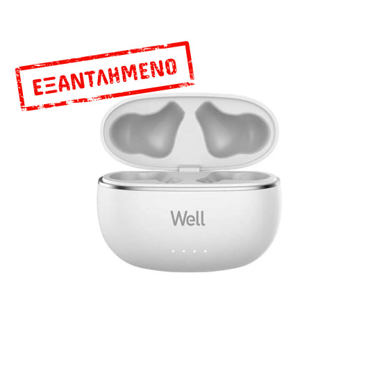 Ακουστικό In-ear Bluetooth Wireless earphones noice cancelling ANC,ENC με docking station λευκό Well Ακουστικό In-ear Bluetooth Wireless earphones noice cancelling ANC,ENC με docking station λευκό Well