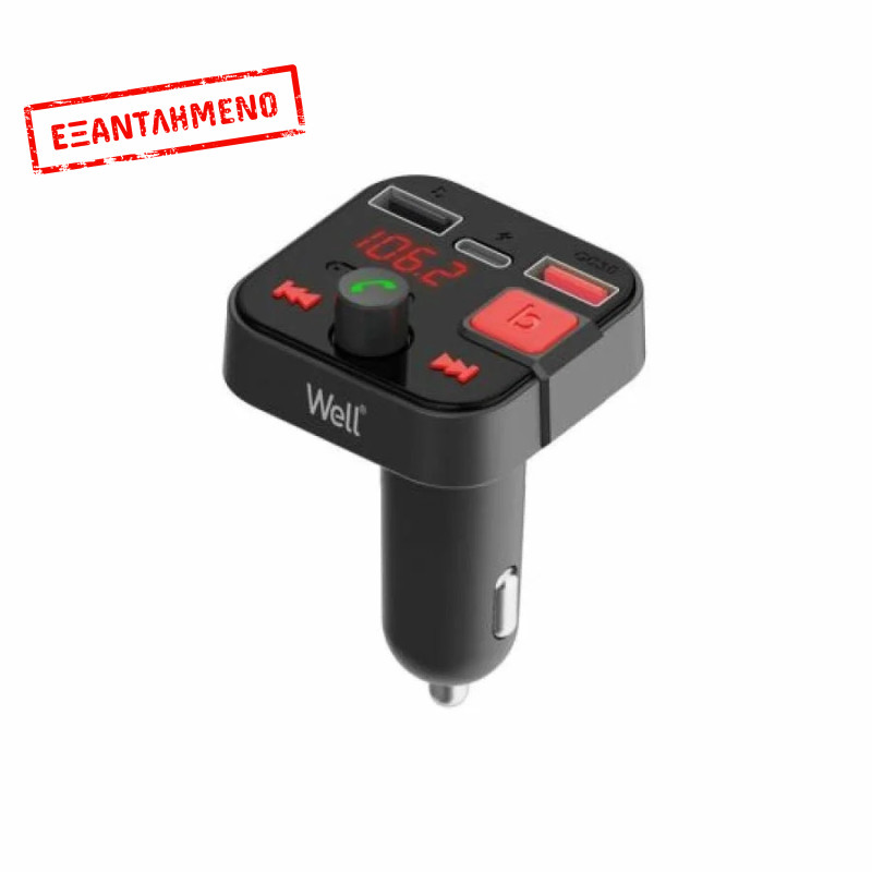 Well Car Mp3 Fm Transmitter με λειτουργία Hands-Free FMTRANS-BT-SNAPPY-WL