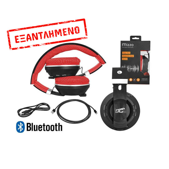 Mizzo Ακουστικό Bluetooth w/FM radio,MP3 Player,Hands-Free, αναδιπλούμενο μαύρο/κόκκινο LXBT1001