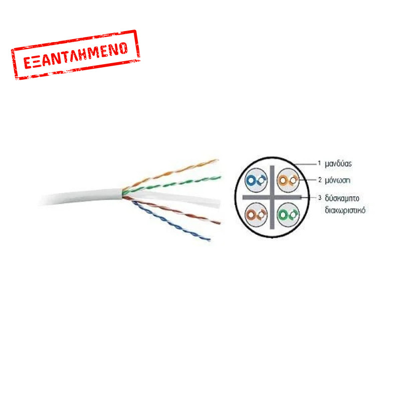 UTP CAT-6 100m Μονόκλωνο Κουλούρα UTP CAT-6 100m Μονόκλωνο Κουλούρα