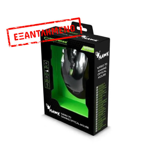 Hawk Gaming mouse ενσύρματο μαύρο/πράσινο 7 Keys 2400dpi EGM401KG