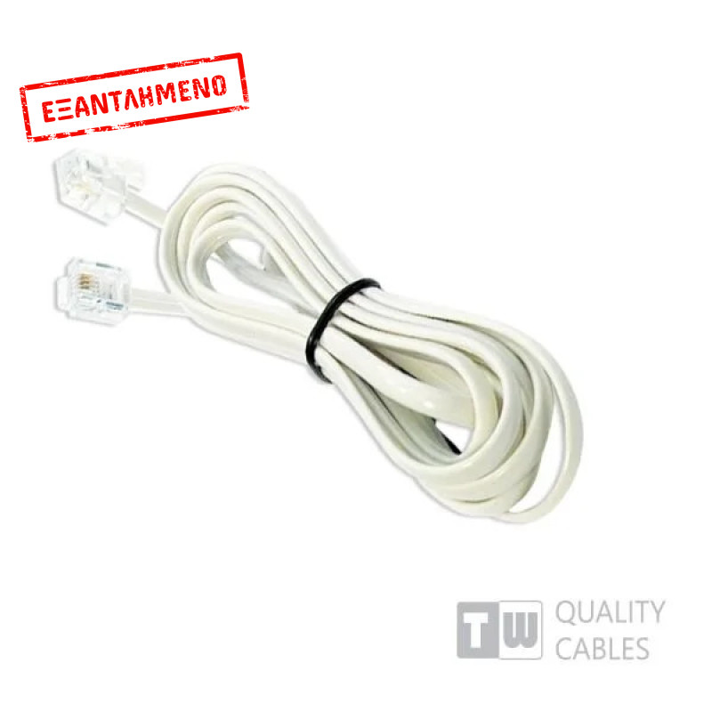 Καλώδιο 2M Λευκό σύνδεσης Rj11 6p4c Καλώδιο 2M Λευκό σύνδεσης Rj11 6p4c