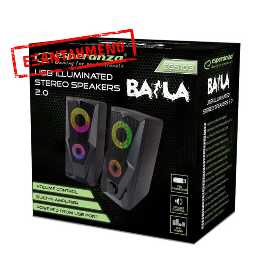 Ηχείο 2.0 USB w/LED Rainbow Baila EGS103