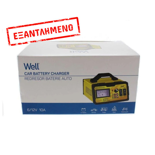 Φορτιστής-Επανορθωτής μπαταρίας αυτοκινήτου 6V, 12V, 10A Well CHAR-CAR-10611-WL Φορτιστής-Επανορθωτής μπαταρίας αυτοκινήτου 6V, 12V, 10A Well CHAR-CAR-10611-WL