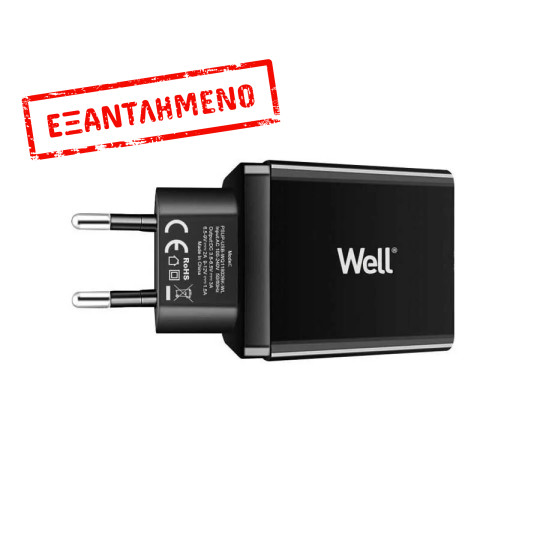 Universal USB Fast Travel Wall Charger QC 3.0 18W 3000mA Μαύρο Well PSUP-USB-WQ11802BK-WL