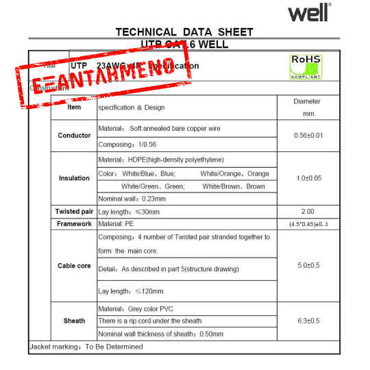 UTP CAT-6 305m Μονόκλωνο Pull Out Box Well UTP6-CU-305-WL UTP CAT-6 305m Μονόκλωνο Pull Out Box Well UTP6-CU-305-WL