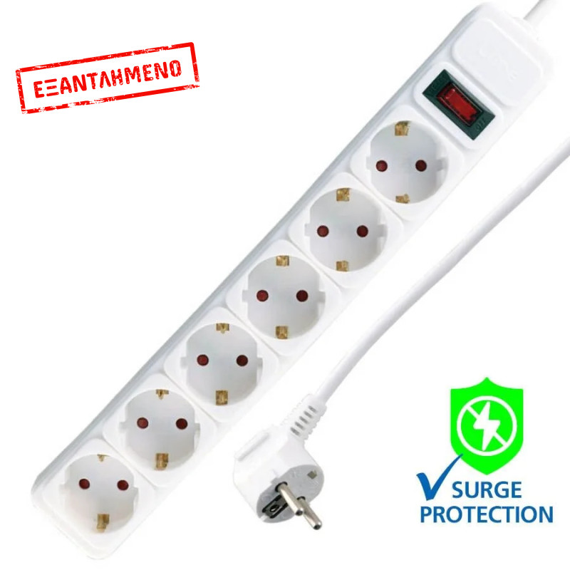 Πολύπριζα 6θ Με Διακόπτη 1,5M,3g1,5 με προστασία λευκό LS-615W LIME Πολύπριζα 6θ Με Διακόπτη 1,5M,3g1,5 με προστασία λευκό LS-615W LIME