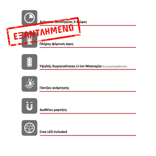 COM Φωτιστικό Εργασίας LED 500LM επαναφορτιζόμενο BOB500 COM Φωτιστικό Εργασίας LED 500LM επαναφορτιζόμενο BOB500