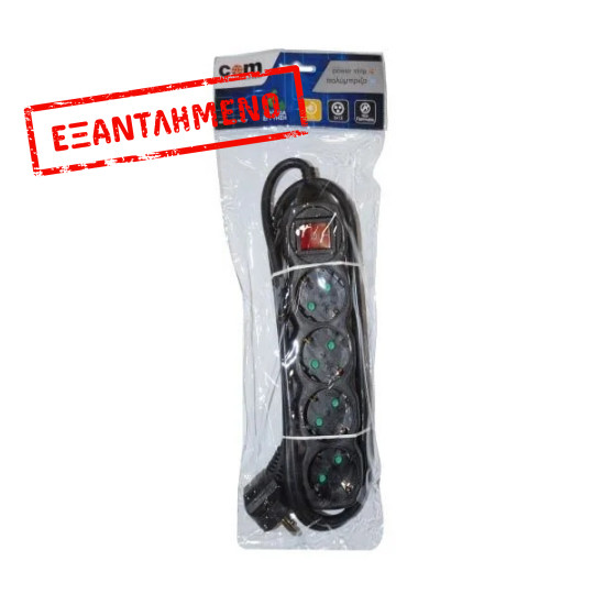 Πολύπριζα 4θ Με Διακόπτη 1,5M,3g1,5 μαύρο COM Πολύπριζα 4θ Με Διακόπτη 1,5M,3g1,5 μαύρο COM