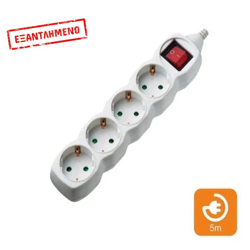 Πολύπριζα 4θ Με Διακόπτη 5M,3g1,5 COM Πολύπριζα 4θ Με Διακόπτη 5M,3g1,5 COM