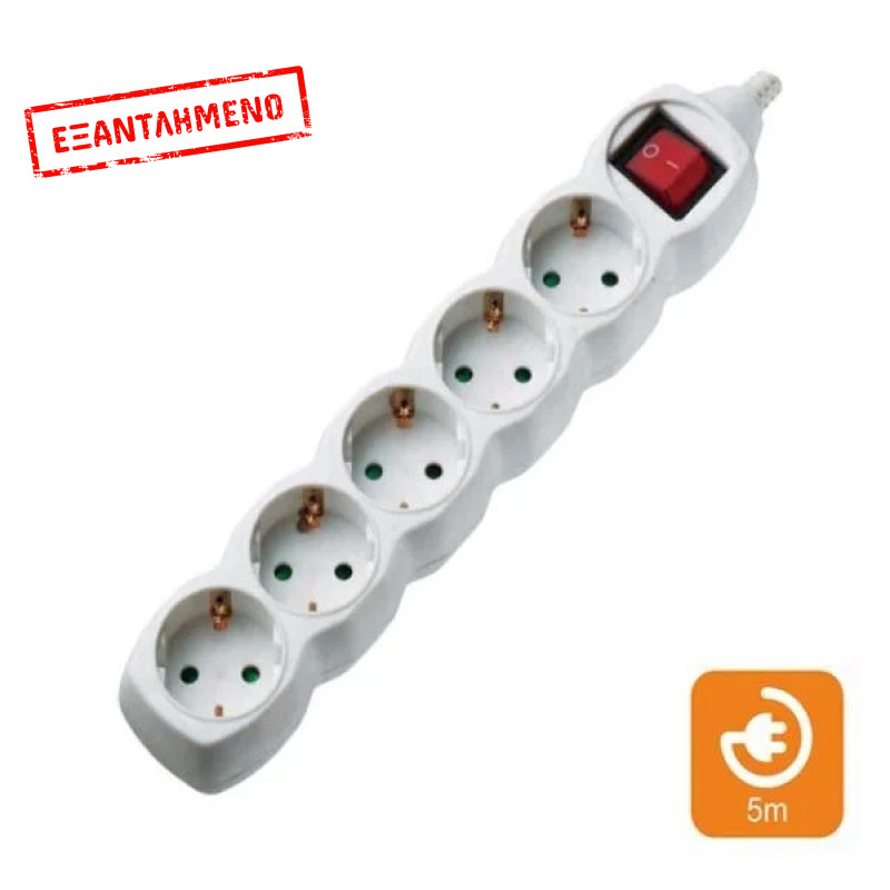 Πολύπριζα 5θ Με Διακόπτη 5M,3g1,5 COM Πολύπριζα 5θ Με Διακόπτη 5M,3g1,5 COM