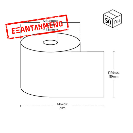 Χαρτοταινία Θερμική 80 x 80 70m (50τμχ/κιβ.)