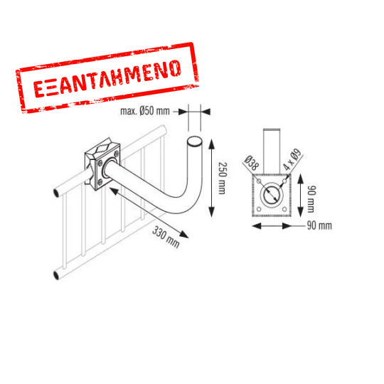 Βάση γωνία κάγκελου – τοίχου. UB-50060 Βάση γωνία κάγκελου – τοίχου. UB-50060
