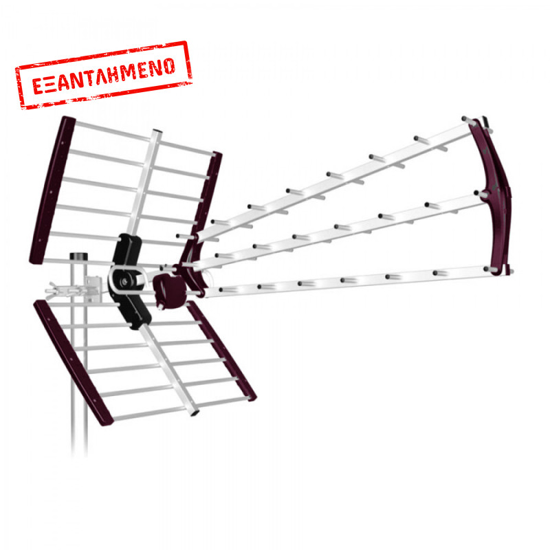 Τριπλή κεραία UHF, 18db, μπορντό χρώματος  ANT-BKM18Τ700