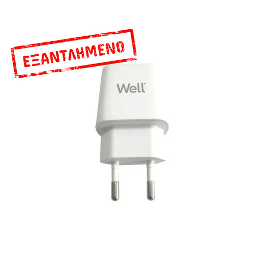 Universal USB-C FastTravel Wall Charger 5VDC/3A (20W) Λευκό Well PSUP-USB-WPD2004WE-WL