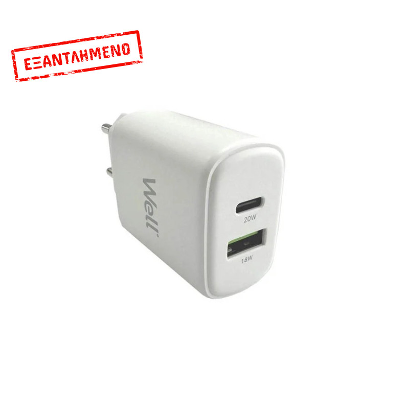 Universal Dual USB 3.0/Type C FastTravel Wall Charger QC3.0 5VDC/3A (20W) Λευκό Well PSUP-USB-WPQ200