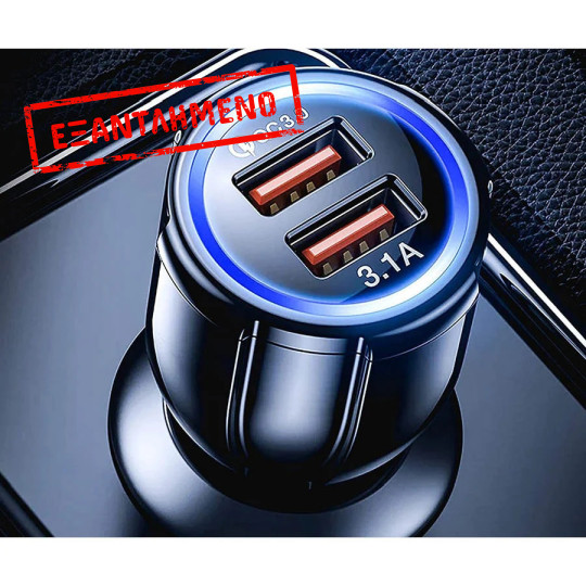 Universal 2xUSB Fast Car Charger QC 3.0 5V/3.1A Μαύρος Universal 2xUSB Fast Car Charger QC 3.0 5V/3.1A Μαύρος