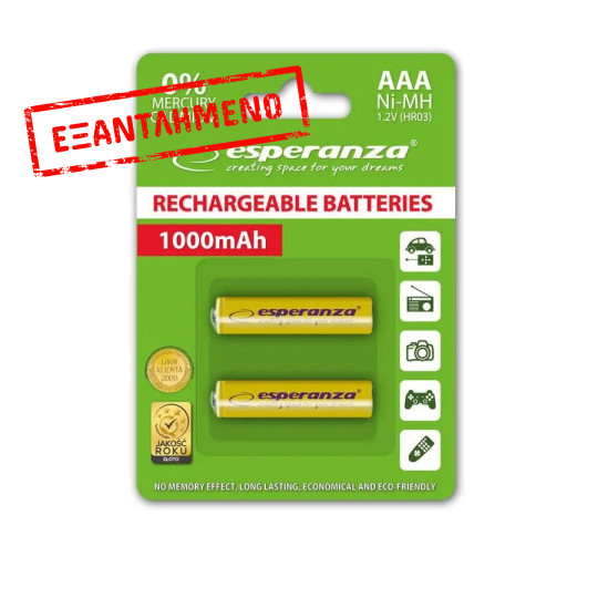 Μπαταρία 1000mA HR03 AAA 2τεμ Επαναφορτιζόμενη EZA1 Μπαταρία 1000mA HR03 AAA 2τεμ Επαναφορτιζόμενη EZA1
