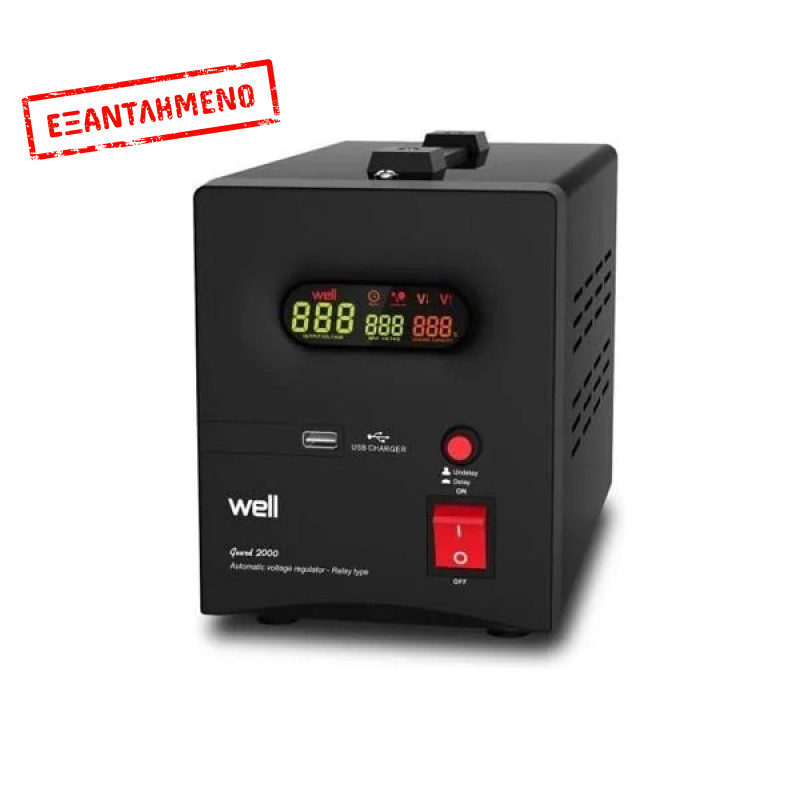 AVR-2000VA Well Ψηφιακό με USB έξοδο Guard LCD Display Black AVR-REL-GUARD2000-WL