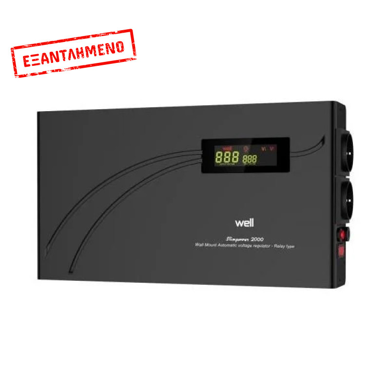 AVR-2000VA Well ΨΗΦΙΑΚΟ SlimPower LCD Display Black AVR-REL-SLIMPOWER2000-WL