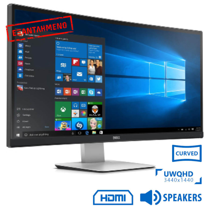 Used (A-) Monitor UltraSharp U3415WB Curved/Dell/34”UW-QHD/3440x1440/Black/w/Speakers/Grade A-/DP &