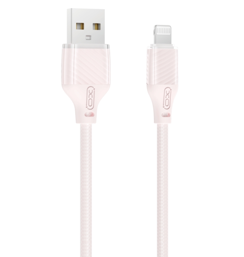 XO NB291 Καλώδιο Φόρτισης & Μεταφοράς Δεδομένων USB-A σε Lighting Πλεκτό 6A Ροζ 1m